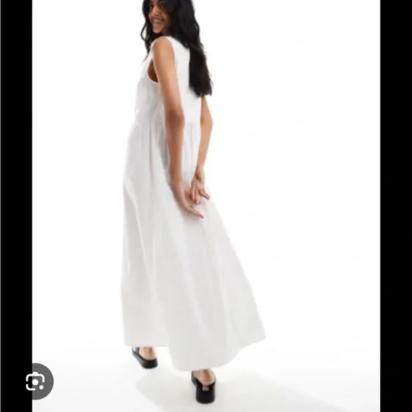 NWOT ASOS Cotton Poplin Tie-Front Maxi Dress - Picture 2 of 5